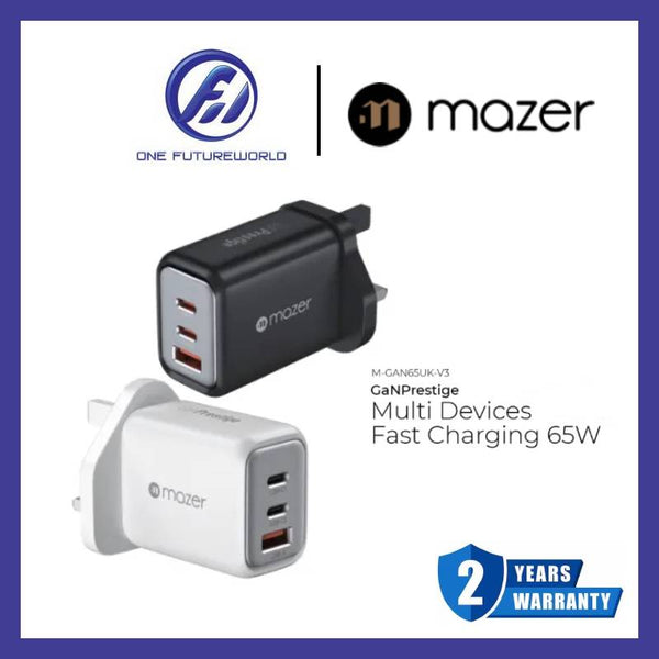 Mazer Infinite Boost 65W 2C+1A UK Wall Charger [Black/White]