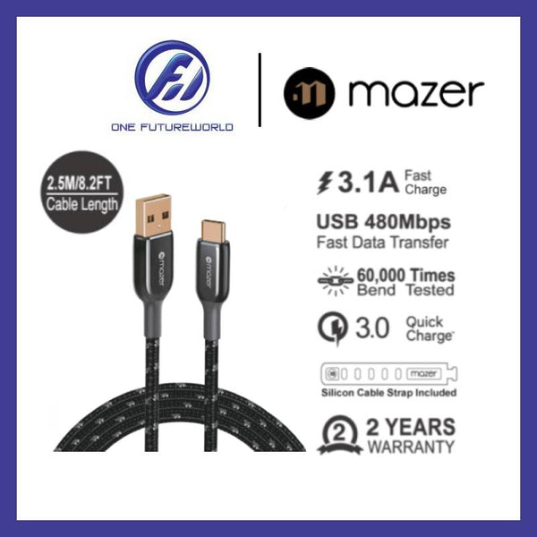 Mazer Infinite.LINK 3 Pro Cable USB-A TO USB-C 480Mbps/Qc3.0-30W/2.5M