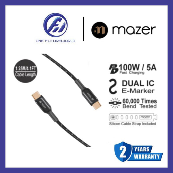 Mazer Infinite.LINK 3 Pro Cable USB-C TO USB-C 480Mbps/100W/1.25M [Black/White]